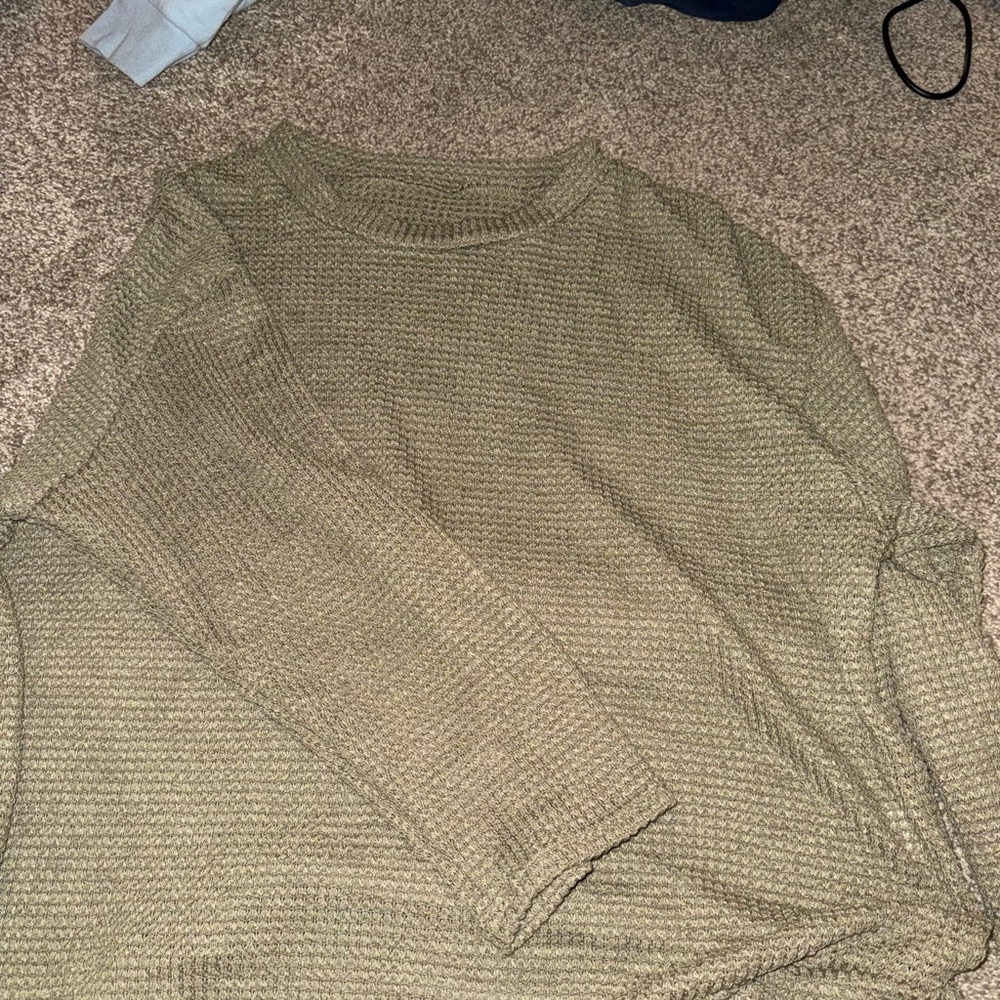 SHEIN Olive Green Textured Sweatshirt